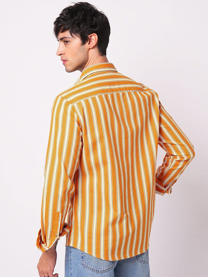 VASTRADO Classic Vertical Striped Slim Fit Cotton Casual Shirt