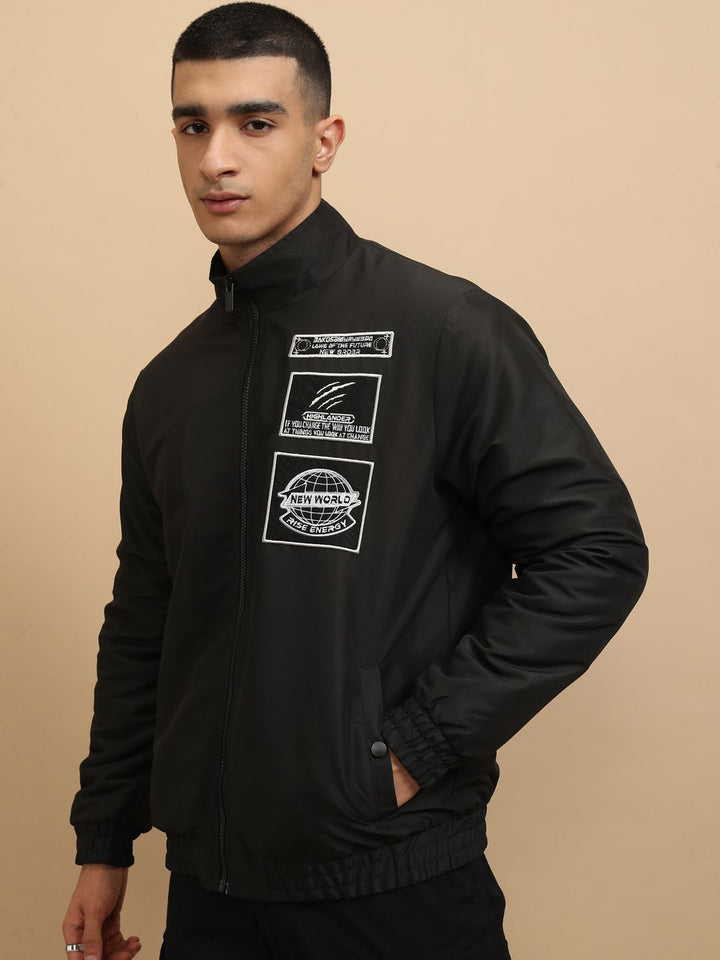 HIGHLANDER Men Crop Outdoor Bomber with Patchwork Jacket