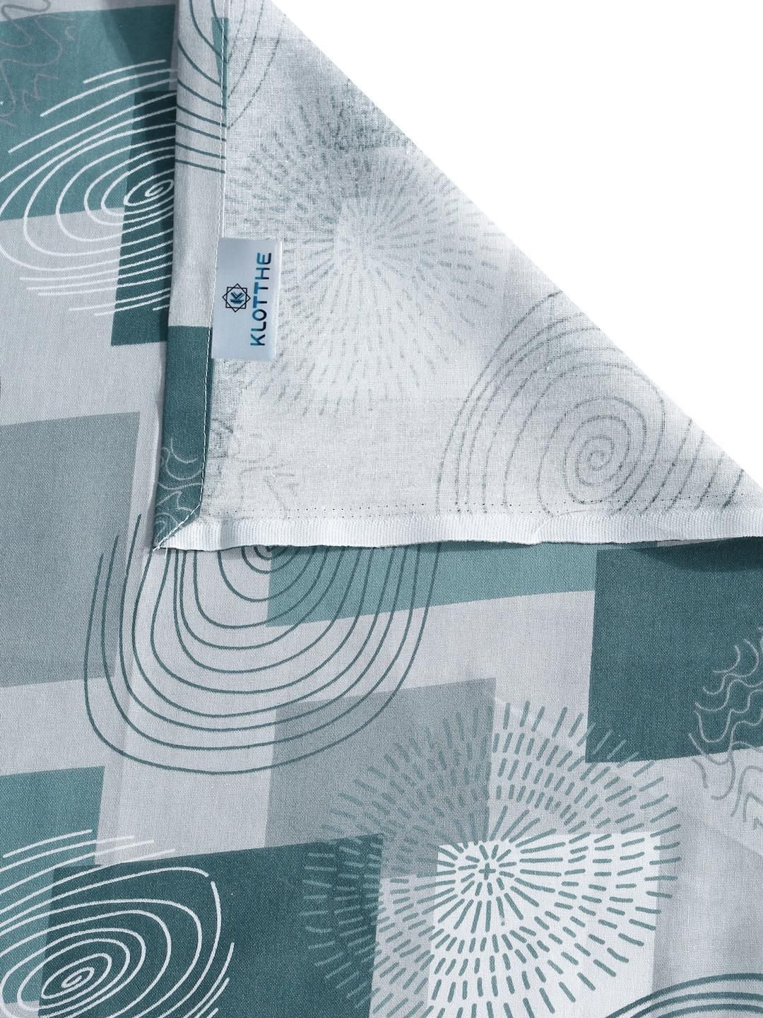 KLOTTHE Green Geometric Cotton Single Bedsheets