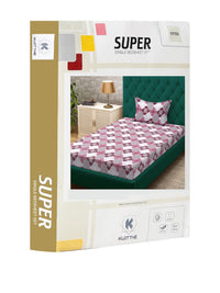 KLOTTHE Pink Geometric Cotton Single Bedsheets