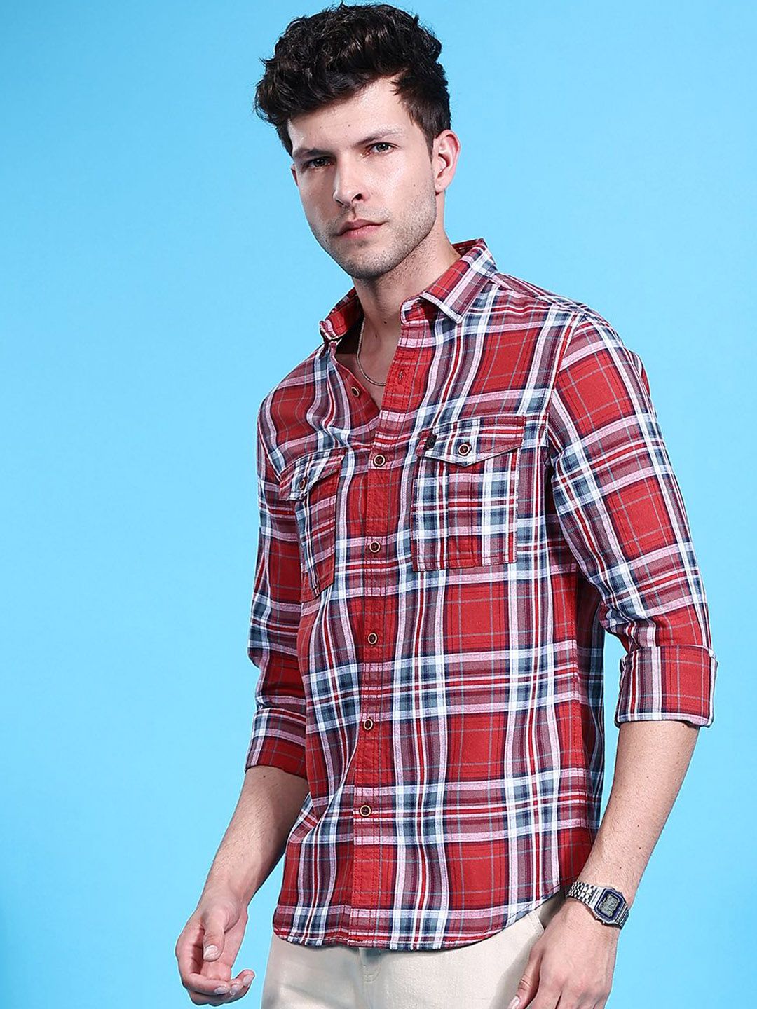 The Indian Garage Co Men Checked Casual Shirt