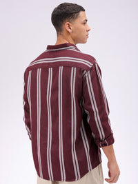 The Indian Garage Co Men Relaxed Fit Striped Dobby Textured Resortwear Shirt
