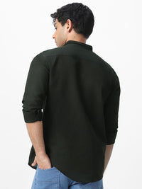 Urbano Fashion Men Club Collar Solid Cotton Casual Shirt