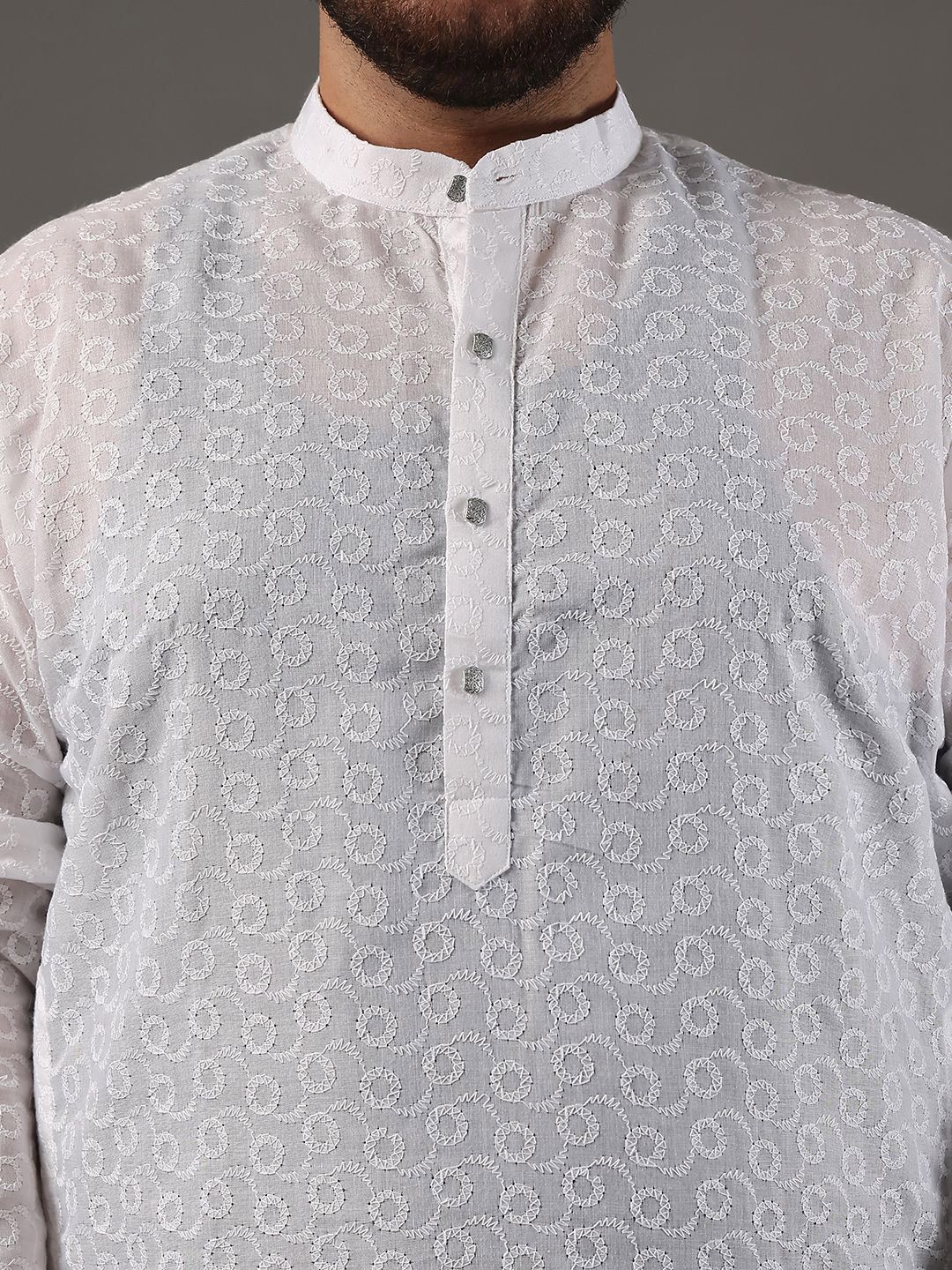 SOJANYA PLUS Plus Size Men Ethnic Motifs Embroidered Pure Cotton Kurta With Pyjamas