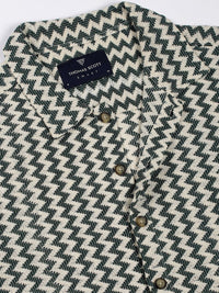 Thomas Scott Men Premium Spread Collar Vertical Striped Cotton Slim Fit Casual Shirt