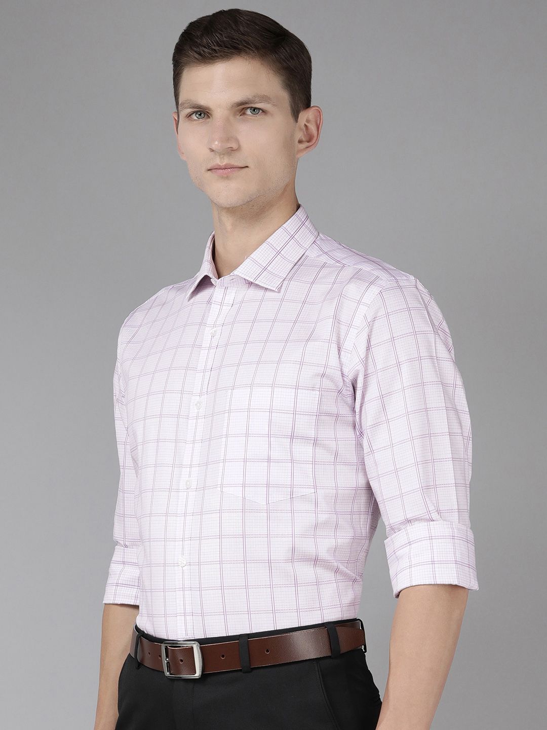 Park Avenue Men Pure Cotton Slim Fit Checked Formal Shirt