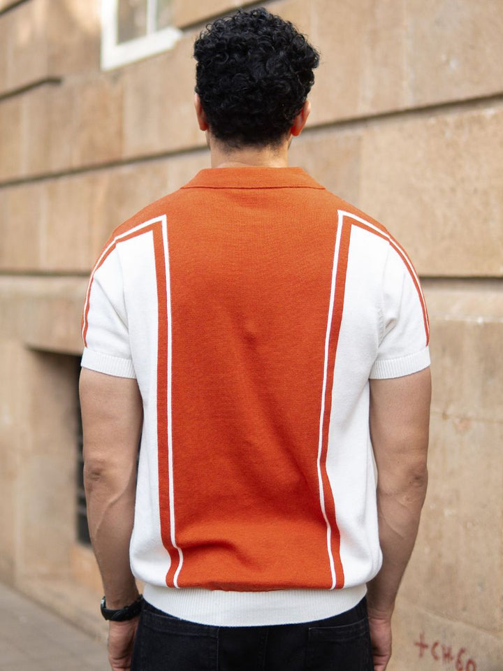 Powerlook SS25 Colourblocked Polo Collar Pure Cotton T-Shirt