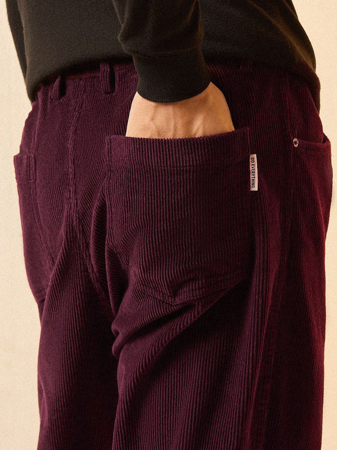 THE BEAR HOUSE Men Striped Loose Fit Corduroy Pleated Chinos Trousers