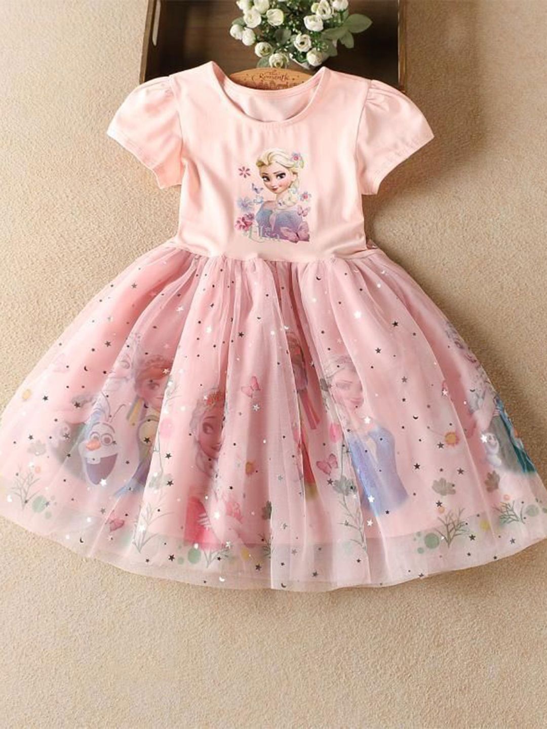 YK Girls Elsa Embellished Fit and Flare Dress