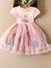 YK Girls Elsa Embellished Fit and Flare Dress