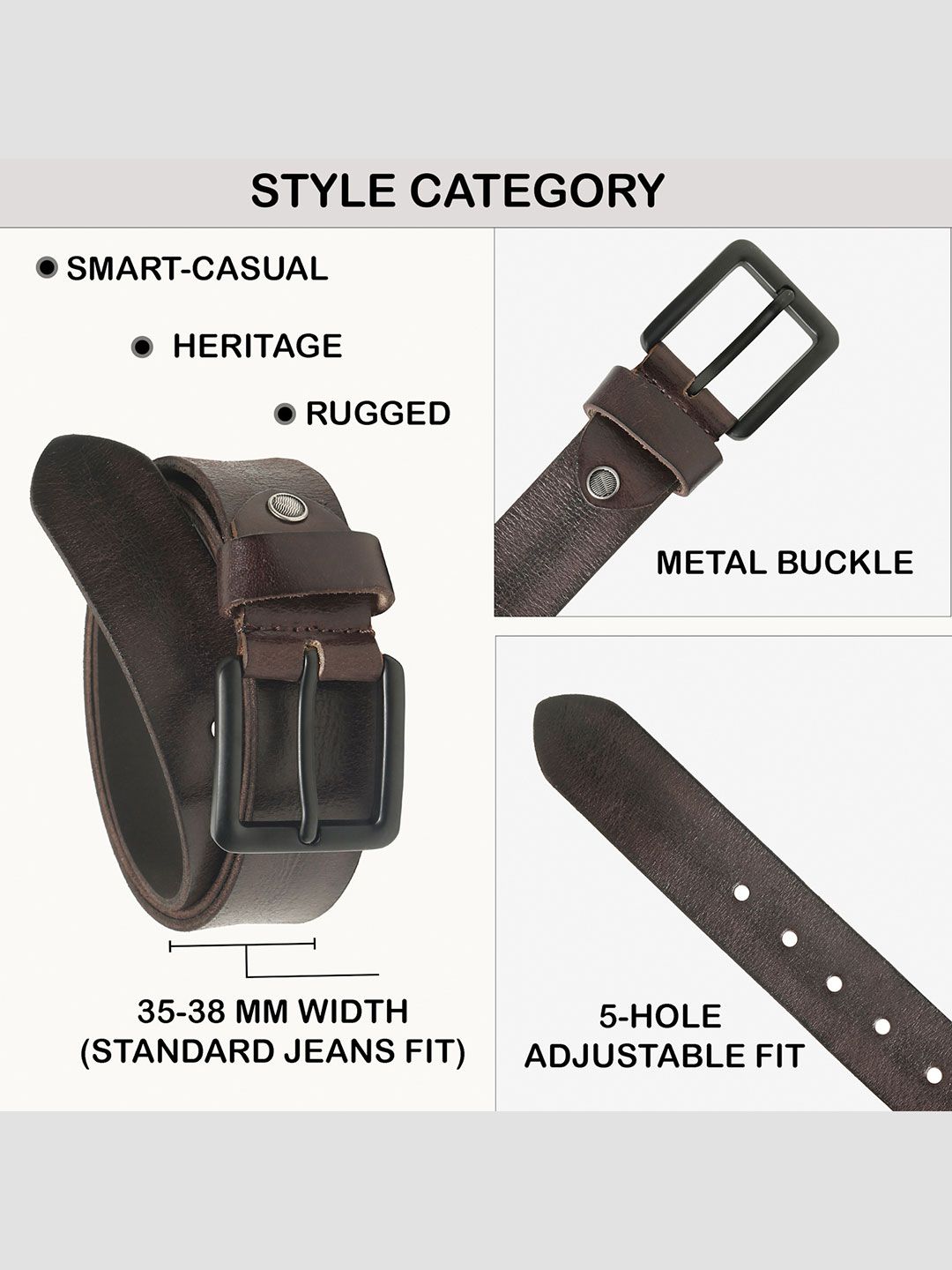 Teakwood Leathers Men Textured Leather Belt