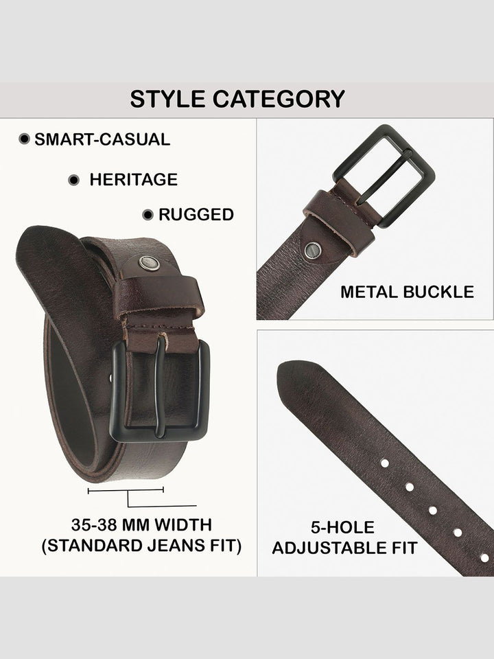 Teakwood Leathers Men Textured Leather Belt