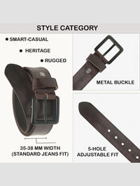 Teakwood Leathers Men Textured Leather Belt