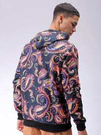 The Indian Garage Co Men Abstract Printed Hooded Sweatshirt