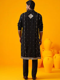 SOJANYA LUXE Geometri Cermin Kerja Mandarin Collar Kurta Sutera Lurus