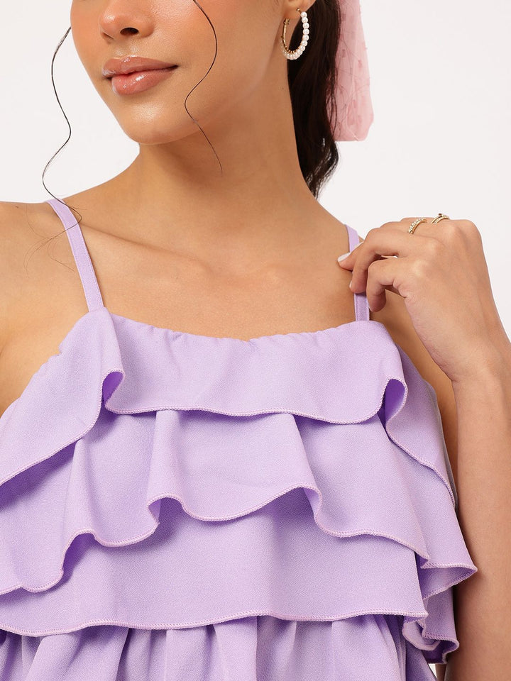 Dressberry Ruffle Frenzy Smocked Layered Strappy Top