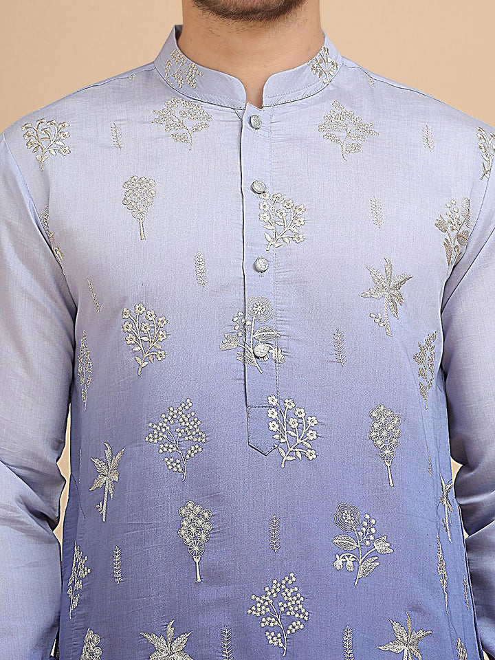 Jompers Men Floral Embroidered Regular Thread Work Kurta with Pyjamas