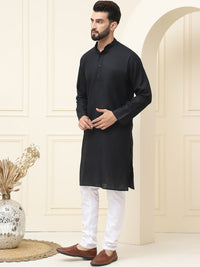 SOJANYA Kurta Linen Kapas Biasa Kolar Mandarin Dengan Pijama