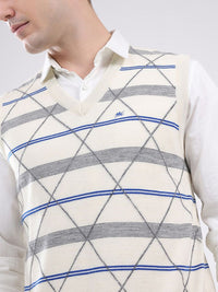 Monte Carlo Men Geometric Printed V-Neck Ribbed Sweater Vest
