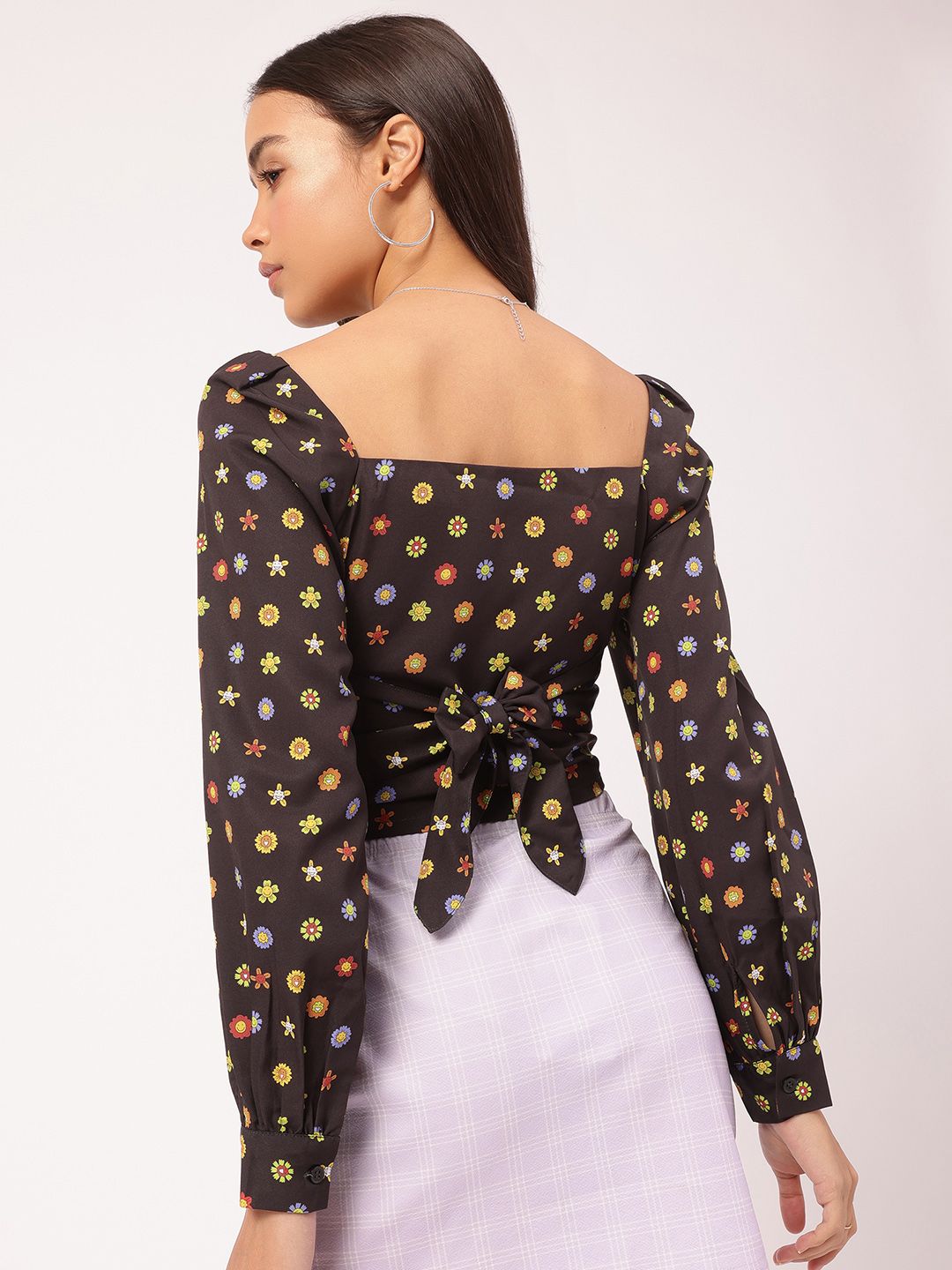 DressBerry Floral Fantasy Bow Back Top