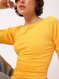DressBerry Hello Sunshine Ruched Styled Back Top