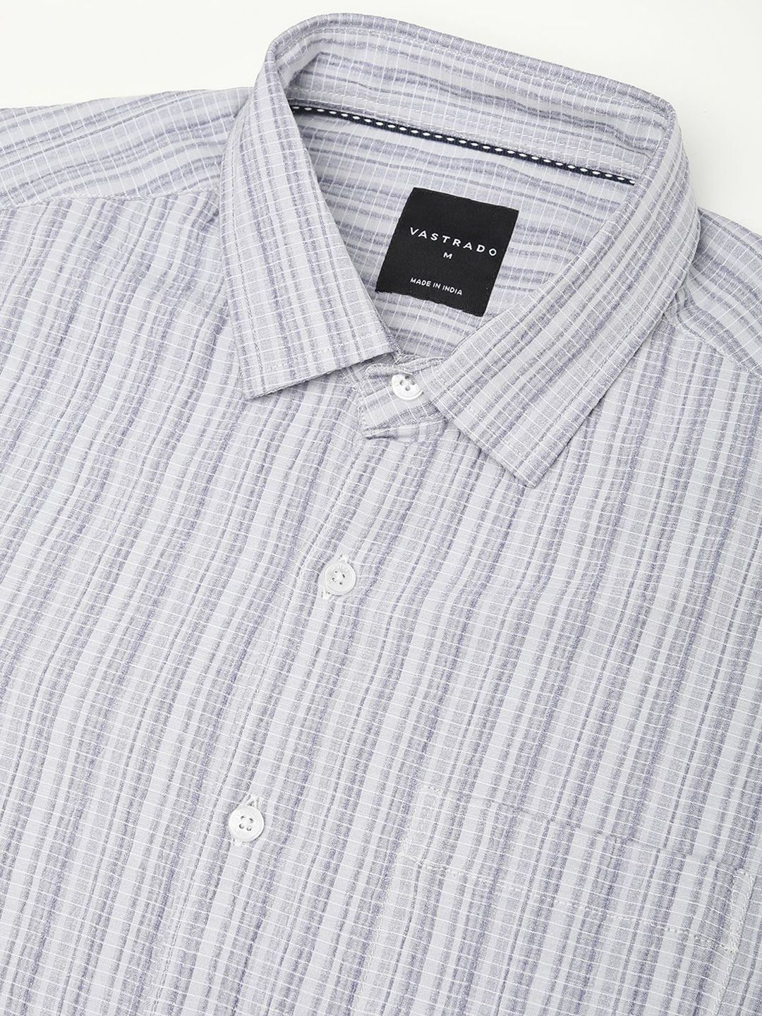 VASTRADO Men Classic Spread Collar Textured Slim Fit Casual Shirt