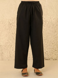 House of Chikankari Women Black Cotton Solid Pant