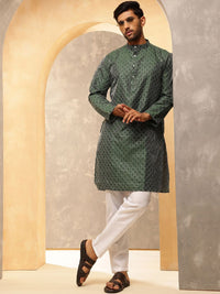 Anouk Men Geometric Embroidered Regular Thread Work Kurta with Pyjamas