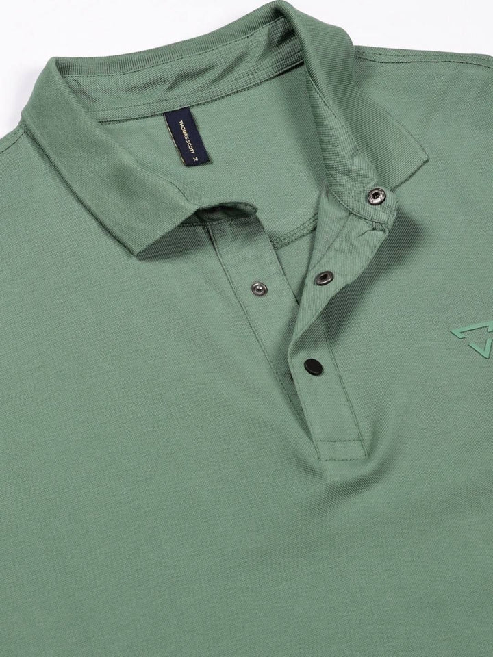 Thomas Scott Men Solid Polo Collar Pure Cotton T-shirt