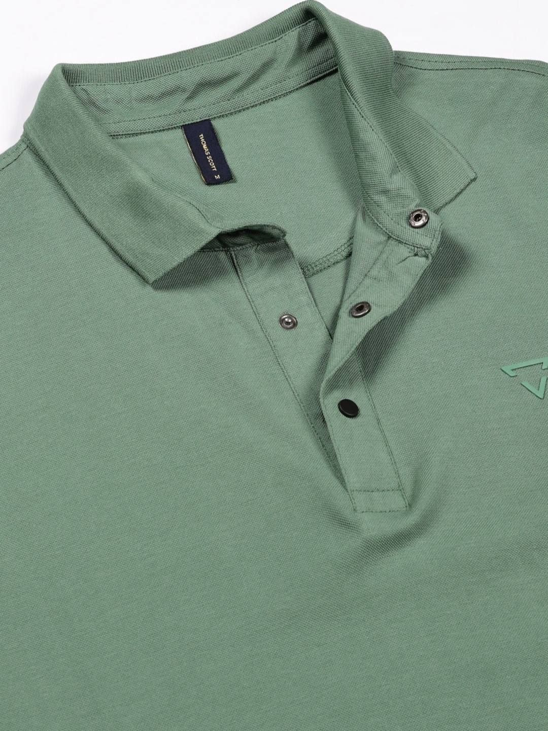 Thomas Scott Men Solid Polo Collar Pure Cotton T-shirt