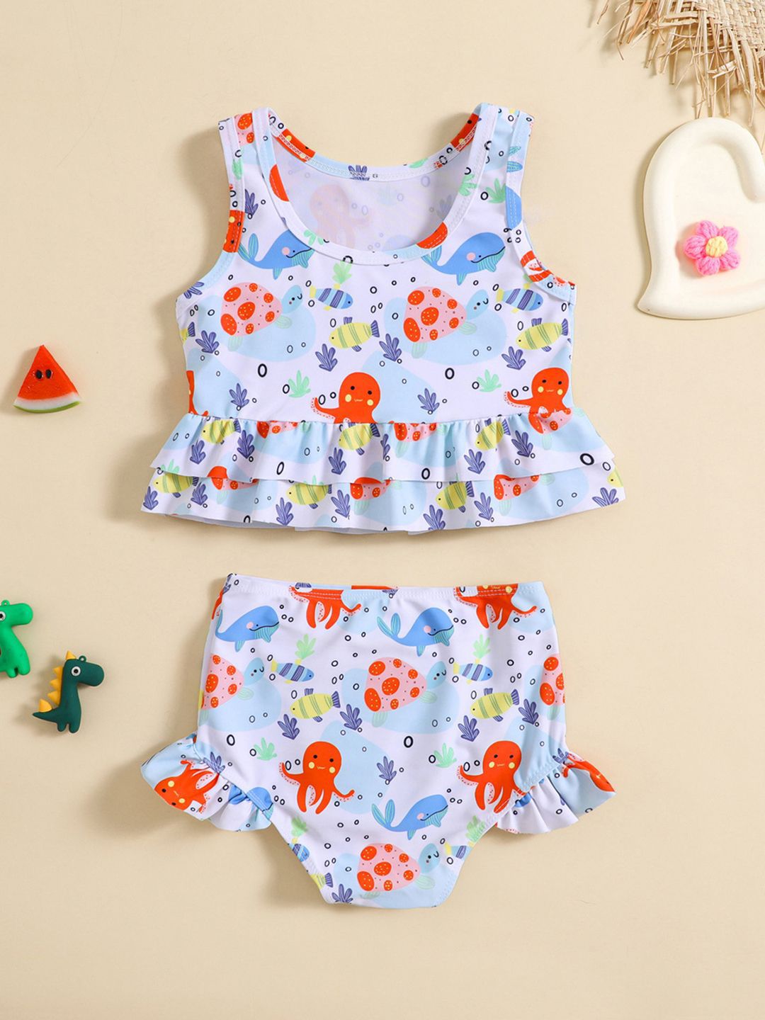 YK Girls Printed Swimset
