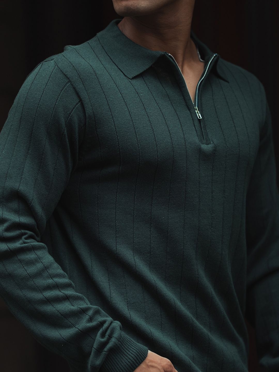 Powerlook Men Self Design Polo Collar Cotton T-shirt