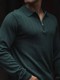Powerlook Men Self Design Polo Collar Cotton T-shirt