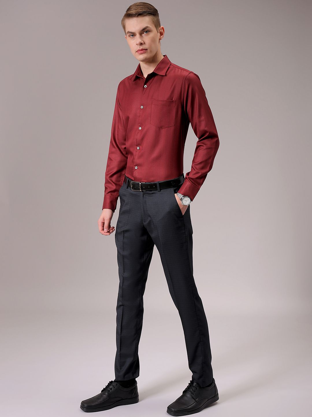 The Indian Garage Co. X Luxe Men Spread Collar Multi Striped Slim Fit Formal Shirt