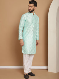 Anouk Ethnic Motifs Embroidered Regular Thread Work Silk Kurta with Churidar