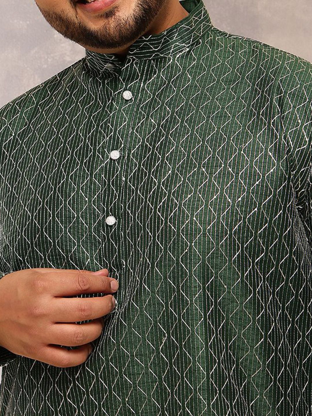 SOJANYA PLUS Kurta Lurus Kolar Mandarin Bercetak Geometrik
