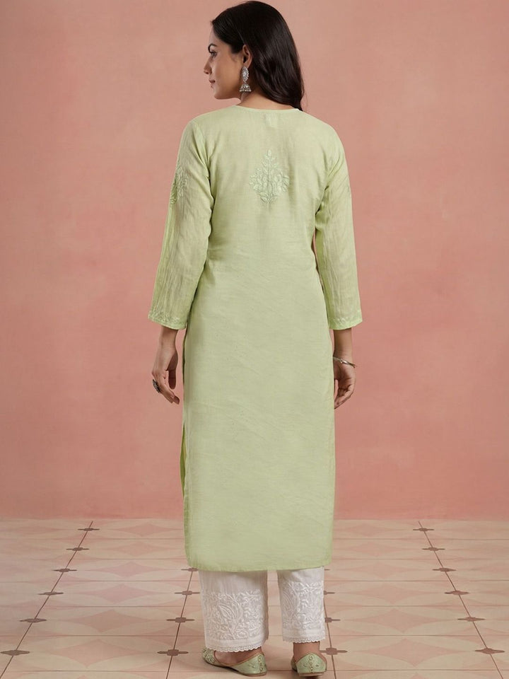 House of Chikankari Women Ethnic Motifs Embroidered Thread Work Chanderi Silk Kurta