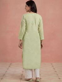 House of Chikankari Women Ethnic Motifs Embroidered Thread Work Chanderi Silk Kurta
