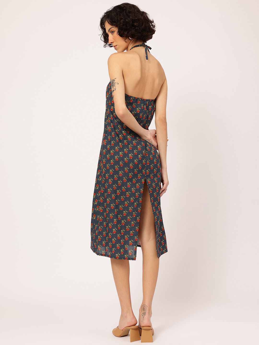DressBerry Boho Babe Indie Florals Halter Neck Midi Dress with Slit