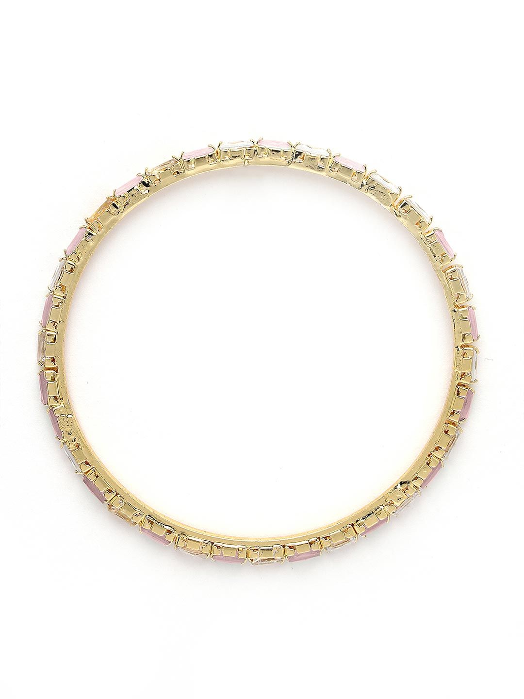KARATCART Set Of 4 Gold-Plated American Diamond Studded Bangles