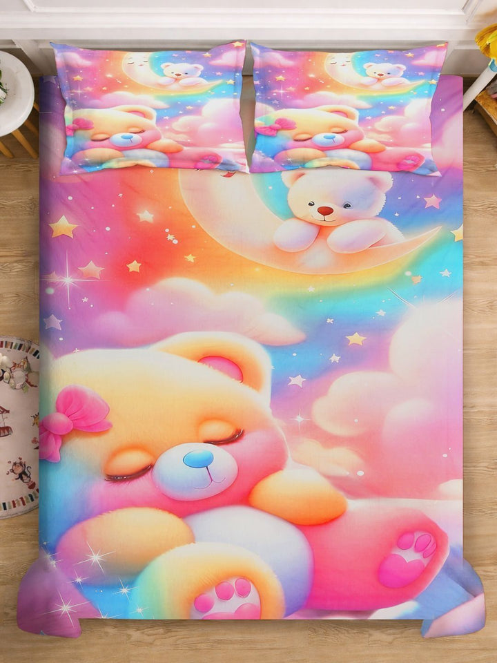 KLOTTHE  Pink Cartoon Characters Polycotton Regular 400 TC King Superfine Bedsheets