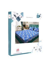 Myntra Elegant Homes Biru Kapas Perbualan 400 TC Dilengkapi Cadar King Halus dengan 2 Sarung Bantal-98 x 89 inci