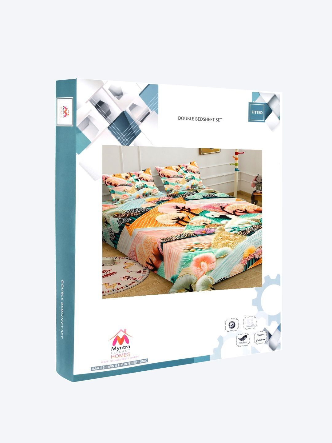 Myntra Elegant Homes White Floral 300 TC Cadar Katil Double & 2 Sarung Bantal 98''X 88''