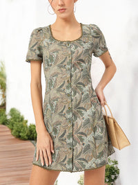 DressBerry Pretty & Polished Tropical Printed A-Line Mini Dress