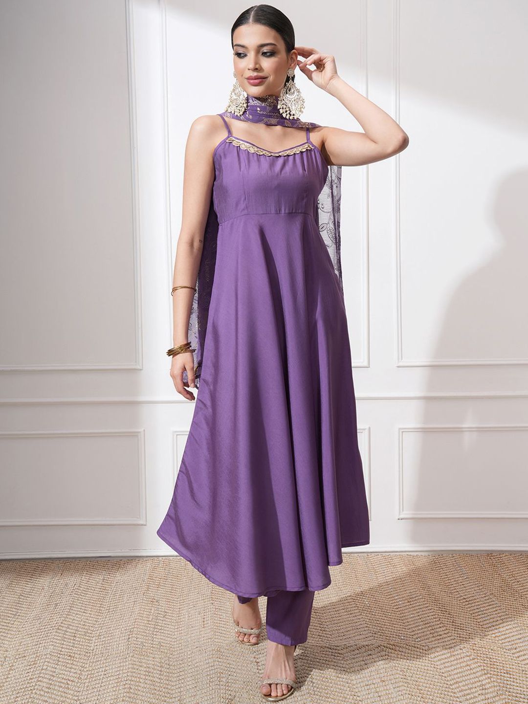 Vishudh Women Ethnic Motifs Regular Kurta with Trousers & With Dupatta