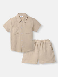 Nauti Nati Boys Shirt Collar Pure Cotton Shirt with Shorts
