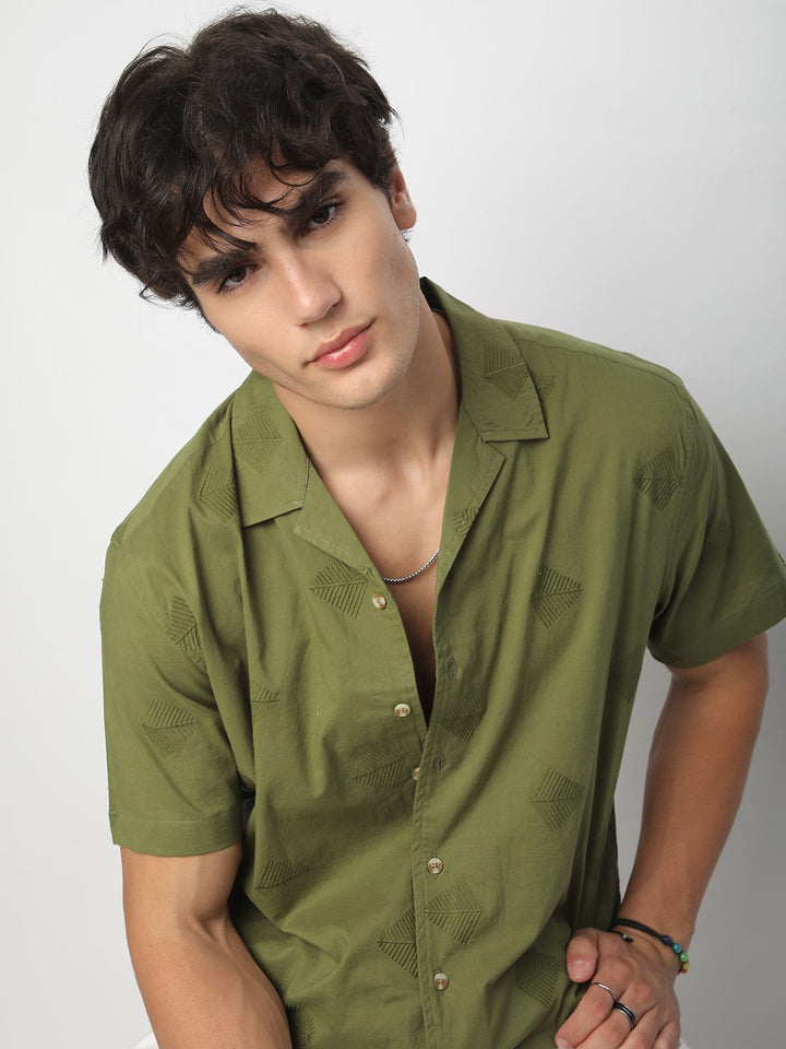 VASTRADO Men Classic Cuban Collar Conversational Printed Cotton Oversized Casual Shirt