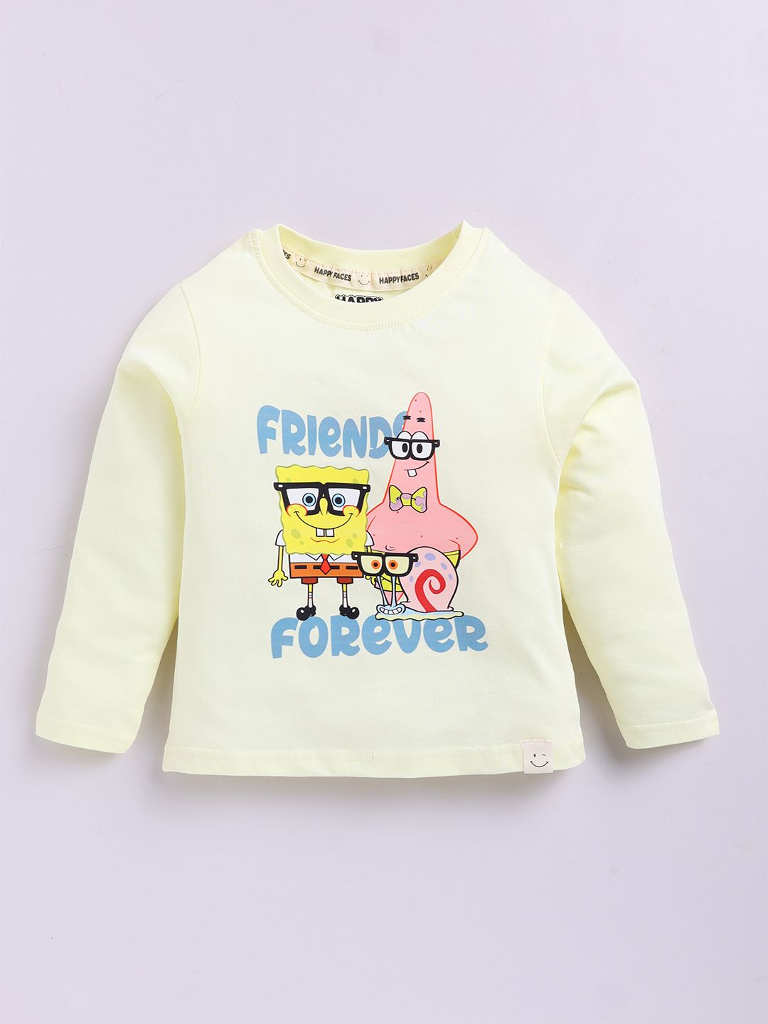 Happy Faces Boys Spongebob Printed Pure Cotton T-shirt