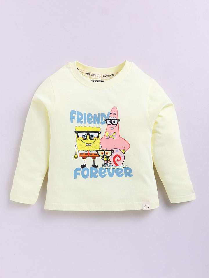 Happy Faces Boys Spongebob Printed Pure Cotton T-shirt