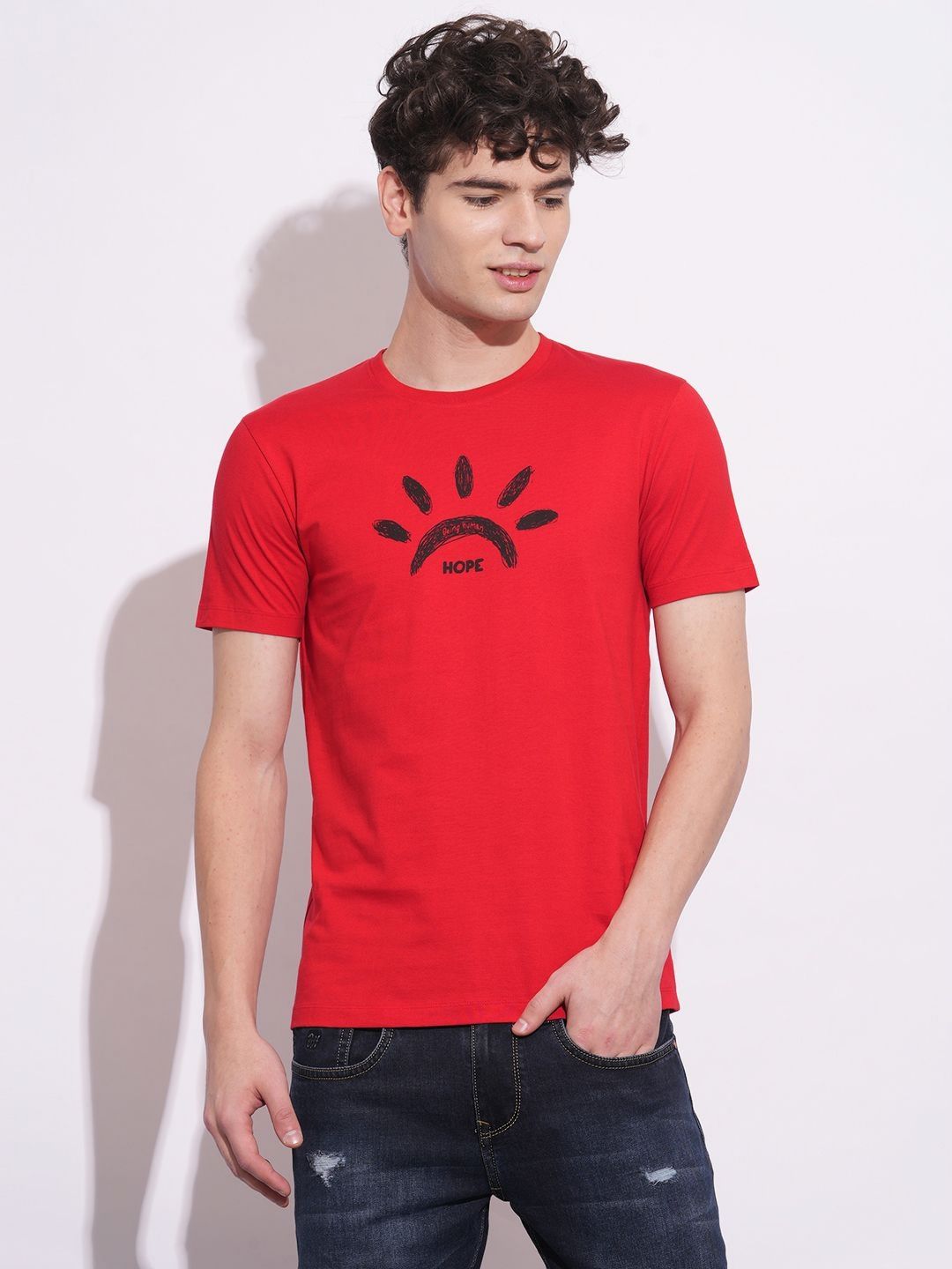 Being Human Men Graphic Printed Round Neck Cotton Slim Fit T-shirt